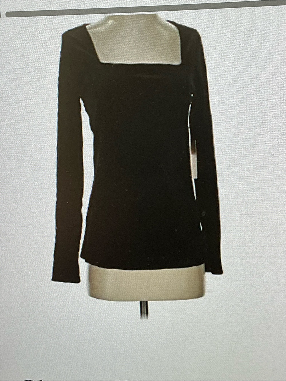 Halogen Black Velvet Square-Neck Long Sleeve Top